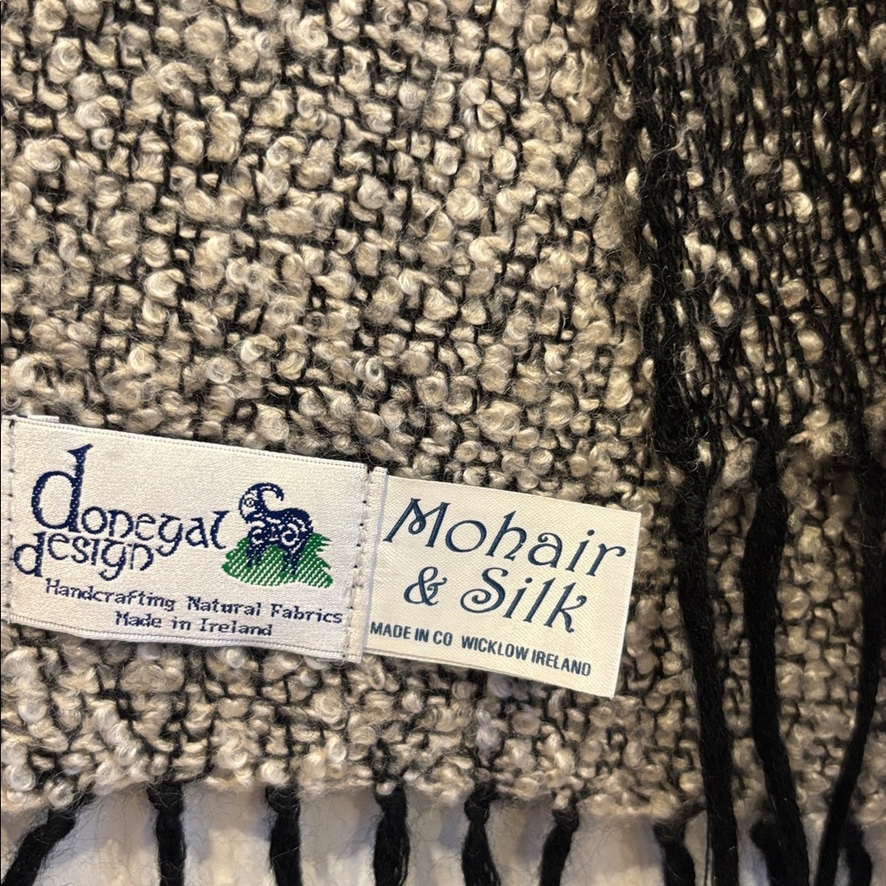 Vintage Donegal Design soft Mohair & Silk scarf/wrap/throw. Made in Ireland.